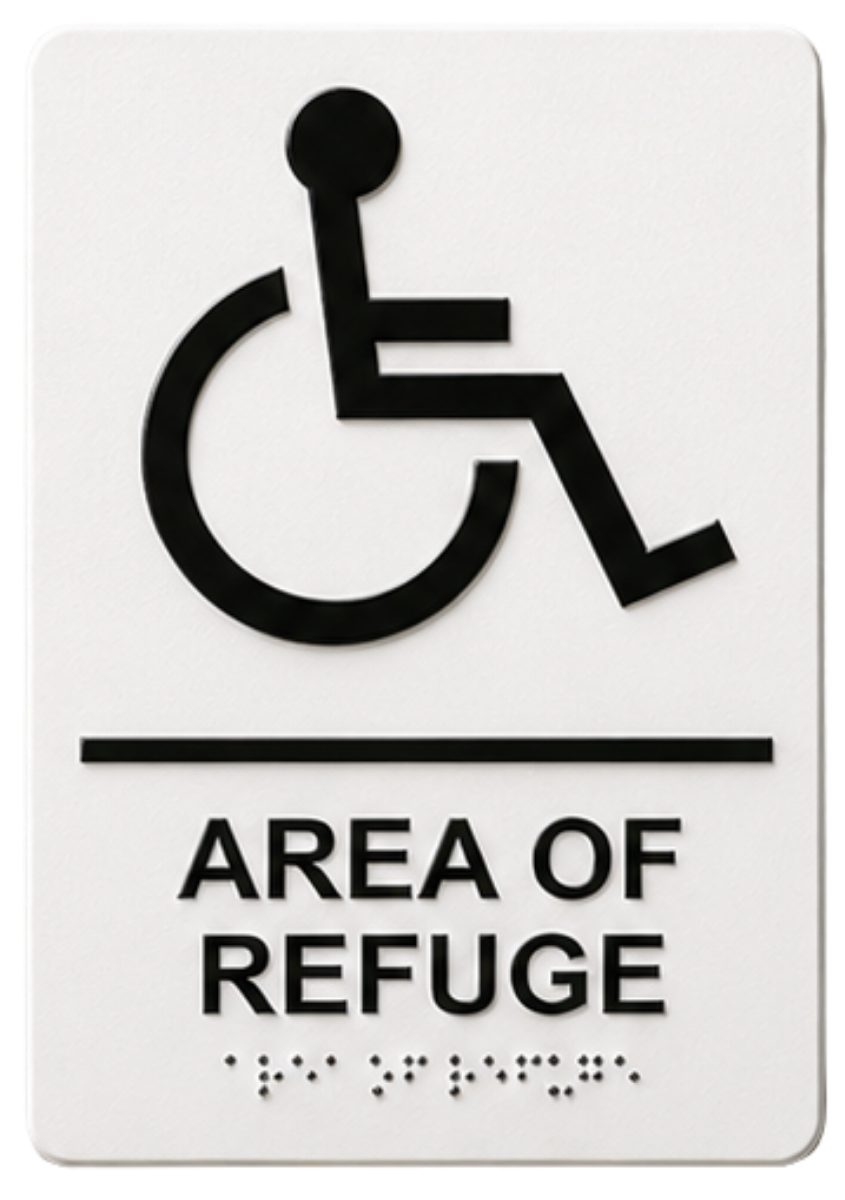 Image of door / wall sign 7043 "area of refuge"