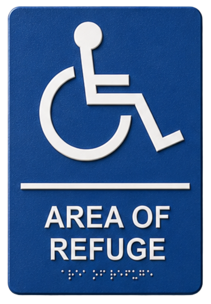 Image of door / wall sign 7044 "area of refuge"