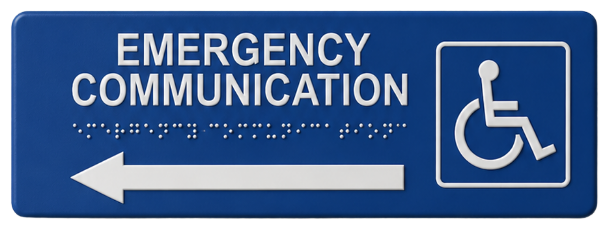 Image of wall / door mount sign 7047L emergency communication - left arrow