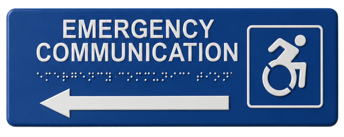 Image of wall / door mount sign 7047LNY emergency communication - left arrow new york symbol