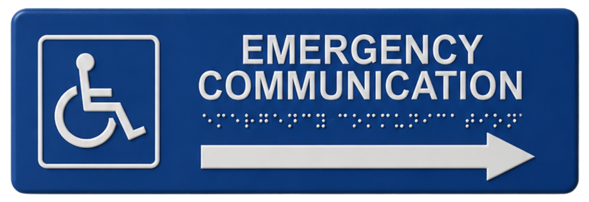 Image of wall / door mount sign 7047R emergency communication - right arrow