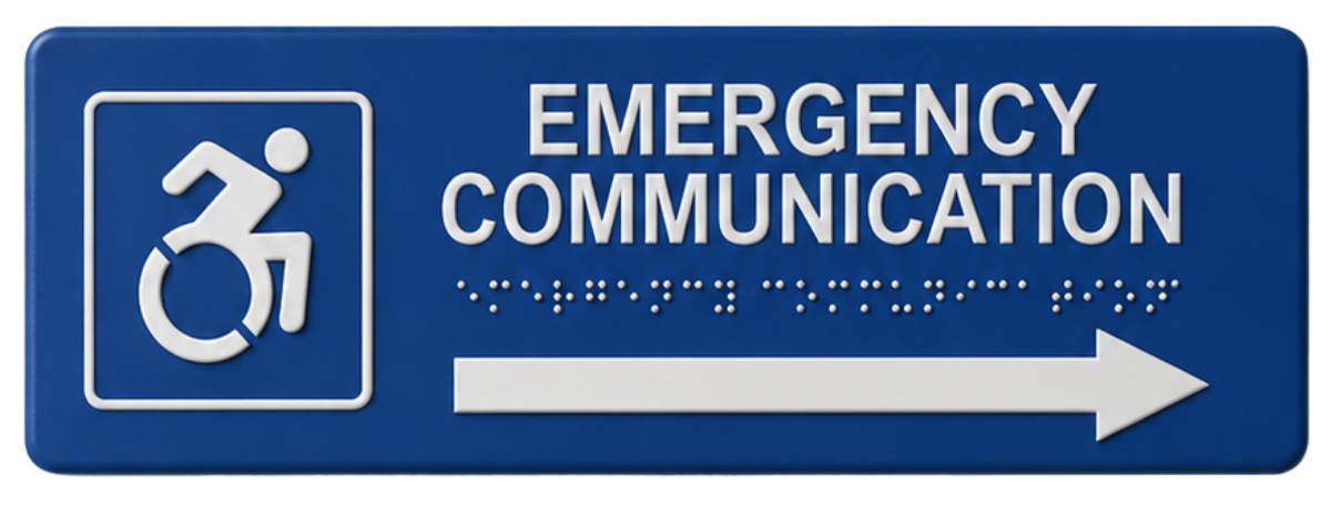 Image of wall / door mount sign 7047RNY emergency communication - right arrow new york symbol
