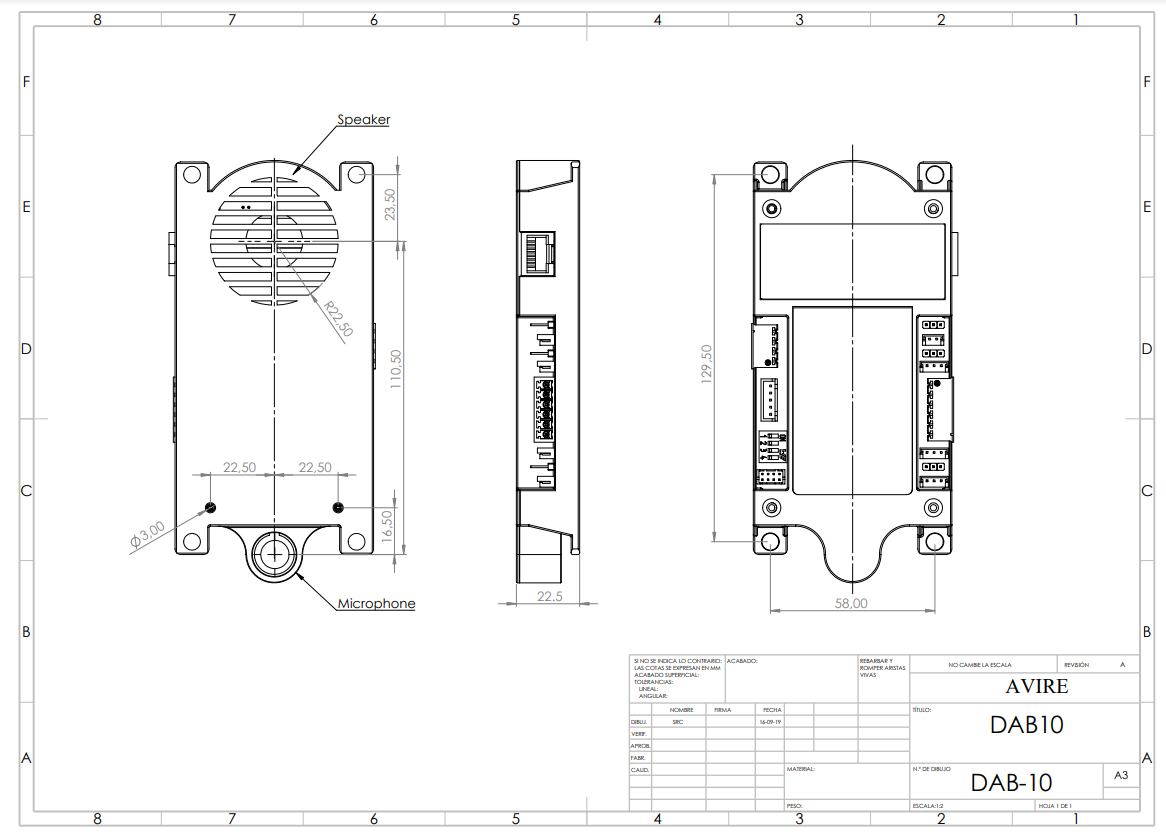 DCP Accessories COP Digital Audio Unit Dimensions